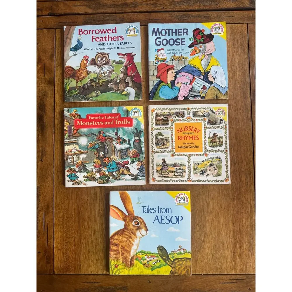 Vintage 1970s Random House Children’s Book Lot Mother Goose Aesop